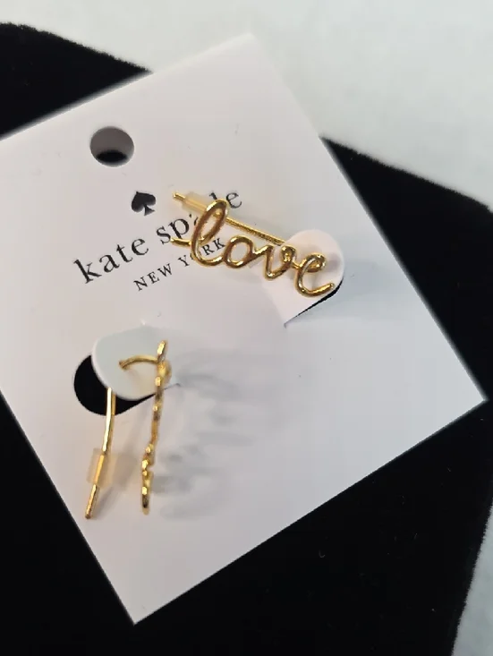 Kate Spade Gold Love Script Earrings - Picture 4 of 5